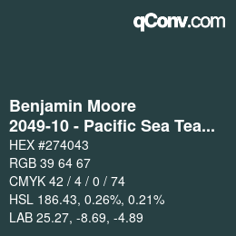 Color code: Benjamin Moore - 2049-10 - Pacific Sea Teal | qconv.com