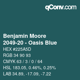 Code couleur: Benjamin Moore - 2049-20 - Oasis Blue | qconv.com