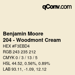 Color code: Benjamin Moore - 204 - Woodmont Cream | qconv.com