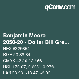 Color code: Benjamin Moore - 2050-20 - Dollar Bill Green | qconv.com