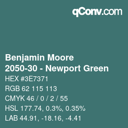 Code couleur: Benjamin Moore - 2050-30 - Newport Green | qconv.com
