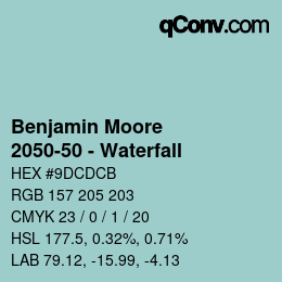 Color code: Benjamin Moore - 2050-50 - Waterfall | qconv.com
