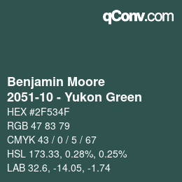 Color code: Benjamin Moore - 2051-10 - Yukon Green | qconv.com