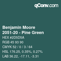 Color code: Benjamin Moore - 2051-20 - Pine Green | qconv.com