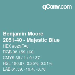 Código de color: Benjamin Moore - 2051-40 - Majestic Blue | qconv.com