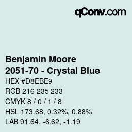 Code couleur: Benjamin Moore - 2051-70 - Crystal Blue | qconv.com