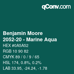 Code couleur: Benjamin Moore - 2052-20 - Marine Aqua | qconv.com