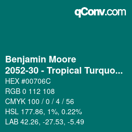 Color code: Benjamin Moore - 2052-30 - Tropical Turquoise | qconv.com