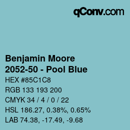 Color code: Benjamin Moore - 2052-50 - Pool Blue | qconv.com