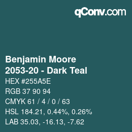 Color code: Benjamin Moore - 2053-20 - Dark Teal | qconv.com