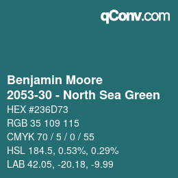 カラーコード: Benjamin Moore - 2053-30 - North Sea Green | qconv.com