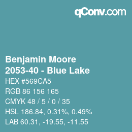 Color code: Benjamin Moore - 2053-40 - Blue Lake | qconv.com