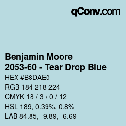 Code couleur: Benjamin Moore - 2053-60 - Tear Drop Blue | qconv.com