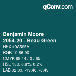 Code couleur: Benjamin Moore - 2054-20 - Beau Green | qconv.com