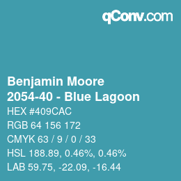 Código de color: Benjamin Moore - 2054-40 - Blue Lagoon | qconv.com