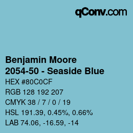Color code: Benjamin Moore - 2054-50 - Seaside Blue | qconv.com