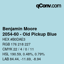 Code couleur: Benjamin Moore - 2054-60 - Old Pickup Blue | qconv.com