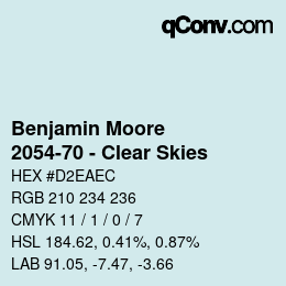 Código de color: Benjamin Moore - 2054-70 - Clear Skies | qconv.com
