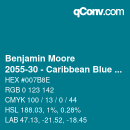 カラーコード: Benjamin Moore - 2055-30 - Caribbean Blue Water | qconv.com
