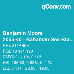 Código de color: Benjamin Moore - 2055-40 - Bahaman Sea Blue | qconv.com