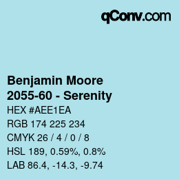 Código de color: Benjamin Moore - 2055-60 - Serenity | qconv.com
