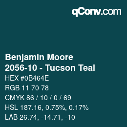 Color code: Benjamin Moore - 2056-10 - Tucson Teal | qconv.com