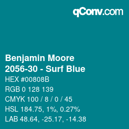 Code couleur: Benjamin Moore - 2056-30 - Surf Blue | qconv.com