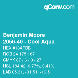 Color code: Benjamin Moore - 2056-40 - Cool Aqua | qconv.com