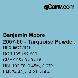 Color code: Benjamin Moore - 2057-50 - Turquoise Powder | qconv.com