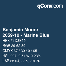 Farbcode: Benjamin Moore - 2059-10 - Marine Blue | qconv.com