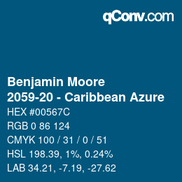 カラーコード: Benjamin Moore - 2059-20 - Caribbean Azure | qconv.com