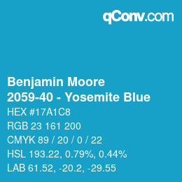 Código de color: Benjamin Moore - 2059-40 - Yosemite Blue | qconv.com