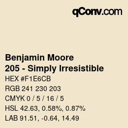 Color code: Benjamin Moore - 205 - Simply Irresistible | qconv.com