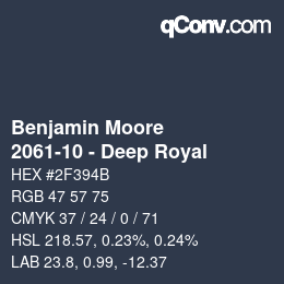 Código de color: Benjamin Moore - 2061-10 - Deep Royal | qconv.com