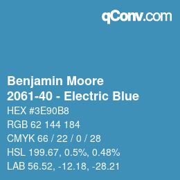 Color code: Benjamin Moore - 2061-40 - Electric Blue | qconv.com