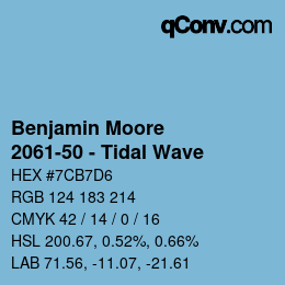 颜色代码: Benjamin Moore - 2061-50 - Tidal Wave | qconv.com