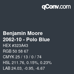 Code couleur: Benjamin Moore - 2062-10 - Polo Blue | qconv.com