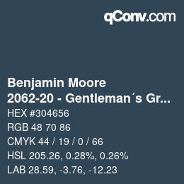 Código de color: Benjamin Moore - 2062-20 - Gentleman´s Gray | qconv.com