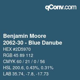 Color code: Benjamin Moore - 2062-30 - Blue Danube | qconv.com