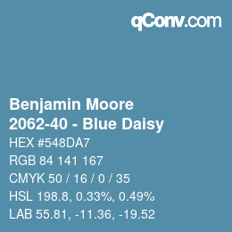 Code couleur: Benjamin Moore - 2062-40 - Blue Daisy | qconv.com