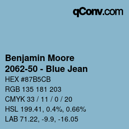 Código de color: Benjamin Moore - 2062-50 - Blue Jean | qconv.com