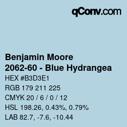 Code couleur: Benjamin Moore - 2062-60 - Blue Hydrangea | qconv.com