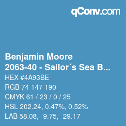 Farbcode: Benjamin Moore - 2063-40 - Sailor´s Sea Blue | qconv.com