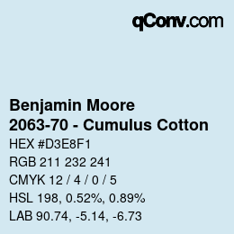 Color code: Benjamin Moore - 2063-70 - Cumulus Cotton | qconv.com