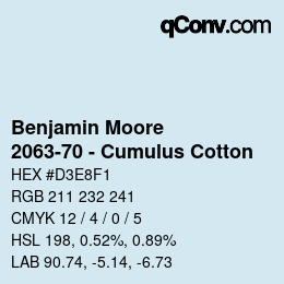 Code couleur: Benjamin Moore - 2063-70 - Cumulus Cotton | qconv.com