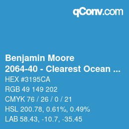 Código de color: Benjamin Moore - 2064-40 - Clearest Ocean Blue | qconv.com