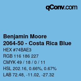 Color code: Benjamin Moore - 2064-50 - Costa Rica Blue | qconv.com