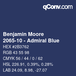 Código de color: Benjamin Moore - 2065-10 - Admiral Blue | qconv.com