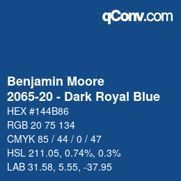 Color code: Benjamin Moore - 2065-20 - Dark Royal Blue | qconv.com