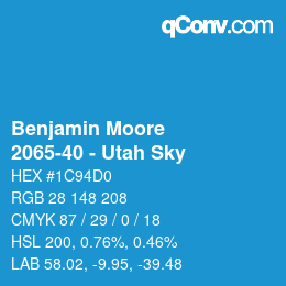 Color code: Benjamin Moore - 2065-40 - Utah Sky | qconv.com